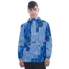 Texture Surface Blue Shapes Men s Front Pocket Pullover Windbreaker