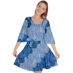 Texture Surface Blue Shapes Velour Kimono Dress