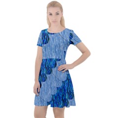 Texture Surface Blue Shapes Cap Sleeve Velour Dress  by HermanTelo