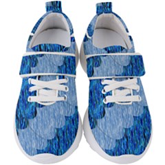 Texture Surface Blue Shapes Kids  Velcro Strap Shoes