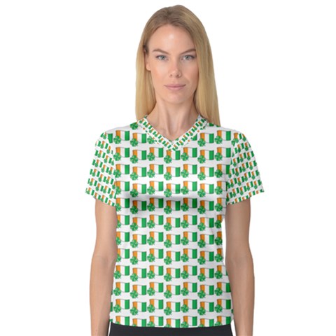 St-patricks Day Background Ireland V-neck Sport Mesh Tee by HermanTelo