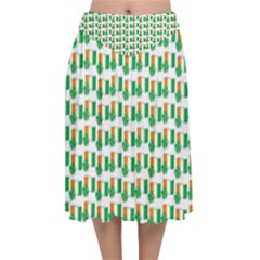 St-patricks Day Background Ireland Velvet Flared Midi Skirt by HermanTelo