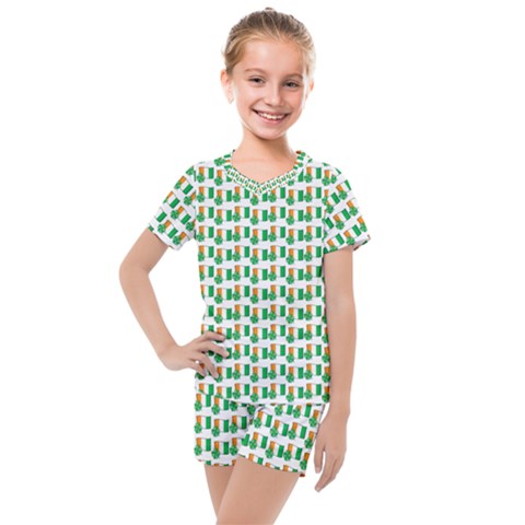 St-patricks Day Background Ireland Kids  Mesh Tee And Shorts Set by HermanTelo