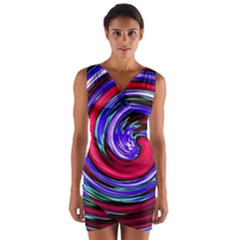 Swirl Vortex Motion Wrap Front Bodycon Dress