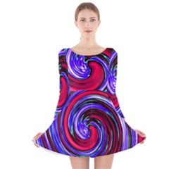 Swirl Vortex Motion Long Sleeve Velvet Skater Dress by HermanTelo