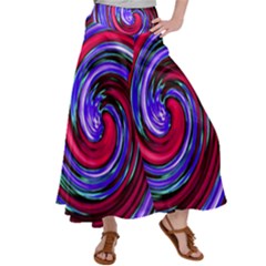 Swirl Vortex Motion Satin Palazzo Pants