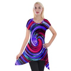 Swirl Vortex Motion Short Sleeve Side Drop Tunic