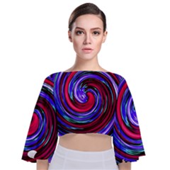 Swirl Vortex Motion Tie Back Butterfly Sleeve Chiffon Top