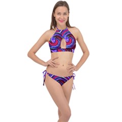 Swirl Vortex Motion Cross Front Halter Bikini Set