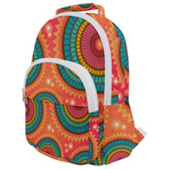 Texture Mosaic Pink Rounded Multi Pocket Backpack by HermanTelo