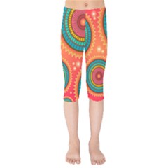 Texture Mosaic Pink Kids  Capri Leggings 