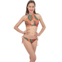 Texture Mosaic Pink Cross Front Halter Bikini Set View1