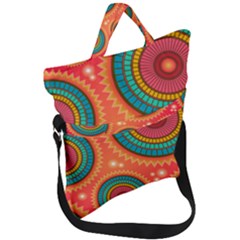 Texture Mosaic Pink Fold Over Handle Tote Bag