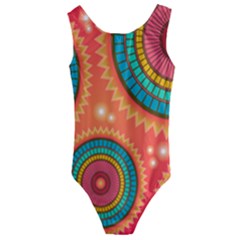 Texture Mosaic Pink Kids  Cut-out Back One Piece Swimsuit