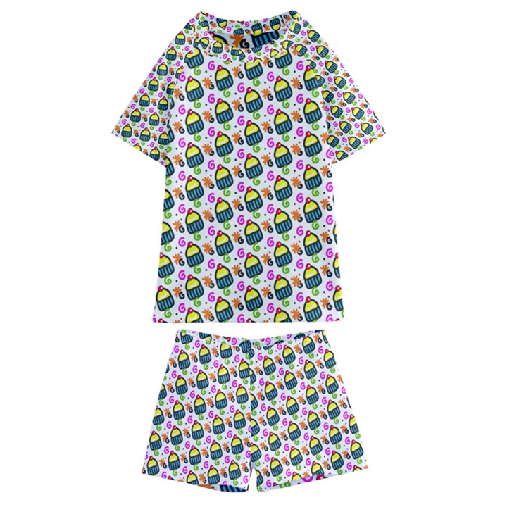 Sweet Dessert Food Cake Pattern Kids  Swim Tee and Shorts Set