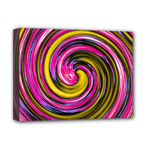 Swirl Vortex Motion Pink Yellow Deluxe Canvas 16  X 12  (stretched) 