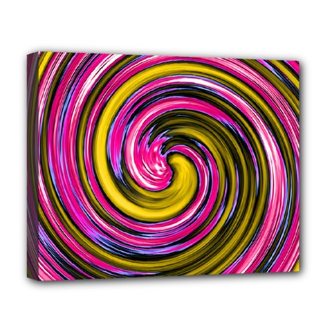 Swirl Vortex Motion Pink Yellow Deluxe Canvas 20  X 16  (stretched)