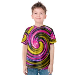 Swirl Vortex Motion Pink Yellow Kids  Cotton Tee