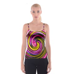 Swirl Vortex Motion Pink Yellow Spaghetti Strap Top by HermanTelo