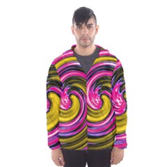 Swirl Vortex Motion Pink Yellow Men s Hooded Windbreaker by HermanTelo