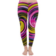 Swirl Vortex Motion Pink Yellow Classic Winter Leggings