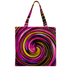 Swirl Vortex Motion Pink Yellow Zipper Grocery Tote Bag by HermanTelo