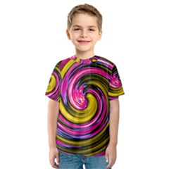 Swirl Vortex Motion Pink Yellow Kids  Sport Mesh Tee