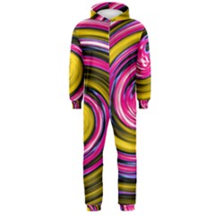 Swirl Vortex Motion Pink Yellow Hooded Jumpsuit (men) 