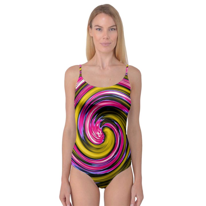 Swirl Vortex Motion Pink Yellow Camisole Leotard 