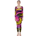 Swirl Vortex Motion Pink Yellow Long Sleeve Catsuit View1