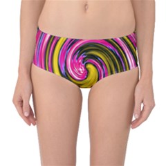 Swirl Vortex Motion Pink Yellow Mid-waist Bikini Bottoms by HermanTelo