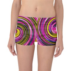 Swirl Vortex Motion Pink Yellow Reversible Boyleg Bikini Bottoms by HermanTelo