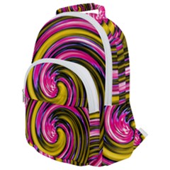 Swirl Vortex Motion Pink Yellow Rounded Multi Pocket Backpack