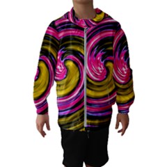 Swirl Vortex Motion Pink Yellow Kids  Hooded Windbreaker by HermanTelo