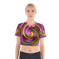 Swirl Vortex Motion Pink Yellow Cotton Crop Top