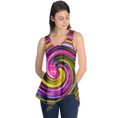 Swirl Vortex Motion Pink Yellow Sleeveless Tunic by HermanTelo