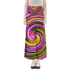 Swirl Vortex Motion Pink Yellow Full Length Maxi Skirt by HermanTelo