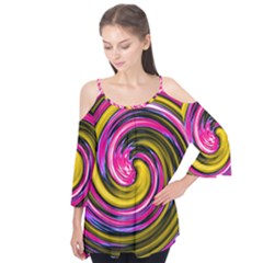 Swirl Vortex Motion Pink Yellow Flutter Tees