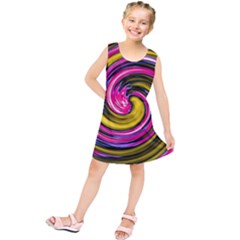 Swirl Vortex Motion Pink Yellow Kids  Tunic Dress