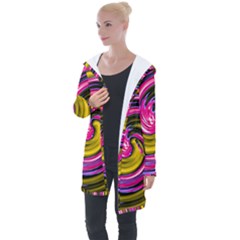 Swirl Vortex Motion Pink Yellow Longline Hooded Cardigan