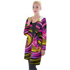 Swirl Vortex Motion Pink Yellow Hooded Pocket Cardigan by HermanTelo