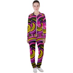 Swirl Vortex Motion Pink Yellow Casual Jacket And Pants Set by HermanTelo