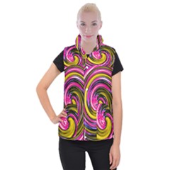 Swirl Vortex Motion Pink Yellow Women s Button Up Vest by HermanTelo