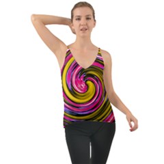 Swirl Vortex Motion Pink Yellow Chiffon Cami by HermanTelo