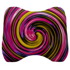 Swirl Vortex Motion Pink Yellow Velour Head Support Cushion by HermanTelo