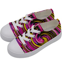 Swirl Vortex Motion Pink Yellow Kids  Low Top Canvas Sneakers by HermanTelo