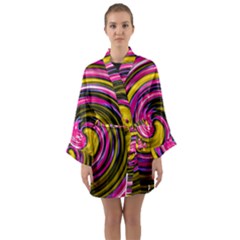 Swirl Vortex Motion Pink Yellow Long Sleeve Kimono Robe