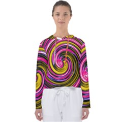 Swirl Vortex Motion Pink Yellow Women s Slouchy Sweat by HermanTelo