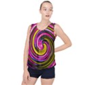 Swirl Vortex Motion Pink Yellow Bubble Hem Chiffon Tank Top View1