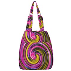 Swirl Vortex Motion Pink Yellow Center Zip Backpack